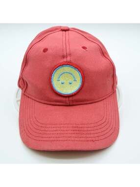 New Directions Red Smiley Face Patch Baseball Cap Adjustable Strap Dad Hat